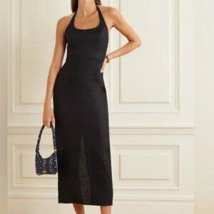 NWT Reformation Black Yana Midi Linen Dress